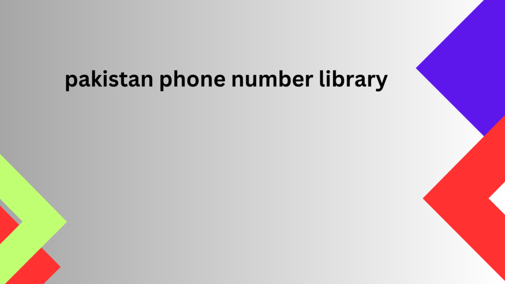 pakistan phone number library